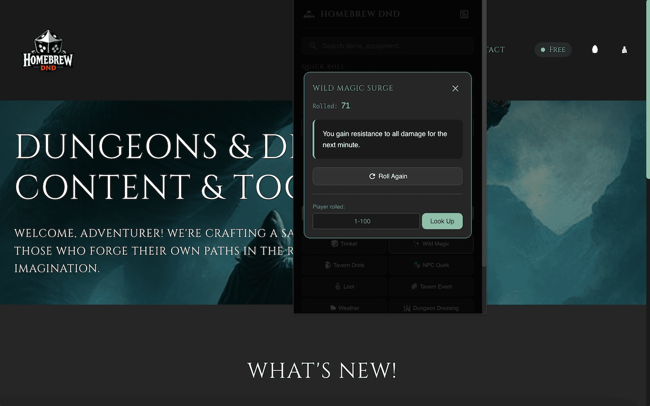DM Quick Reference Chrome Extension - HomebrewDnD